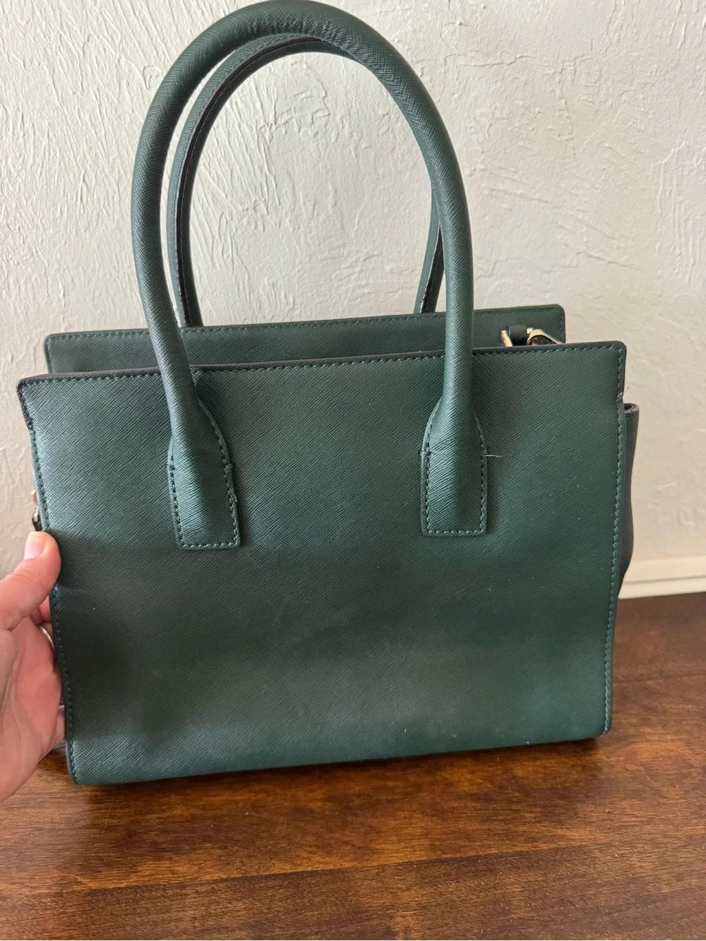 kate spade Hunter Green Leather Satchel with Removable Strap